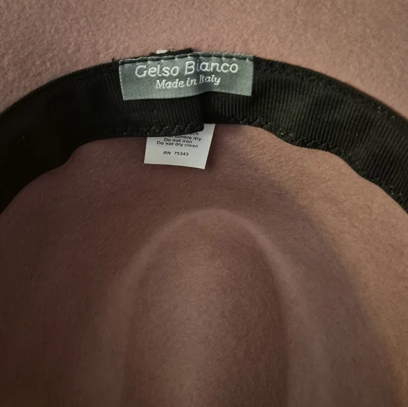 Gelso Bianco Handcrated in Italy Pink/Mauve 100% Wool Felt Fedora w/Leather Band - Picture 5 of 8